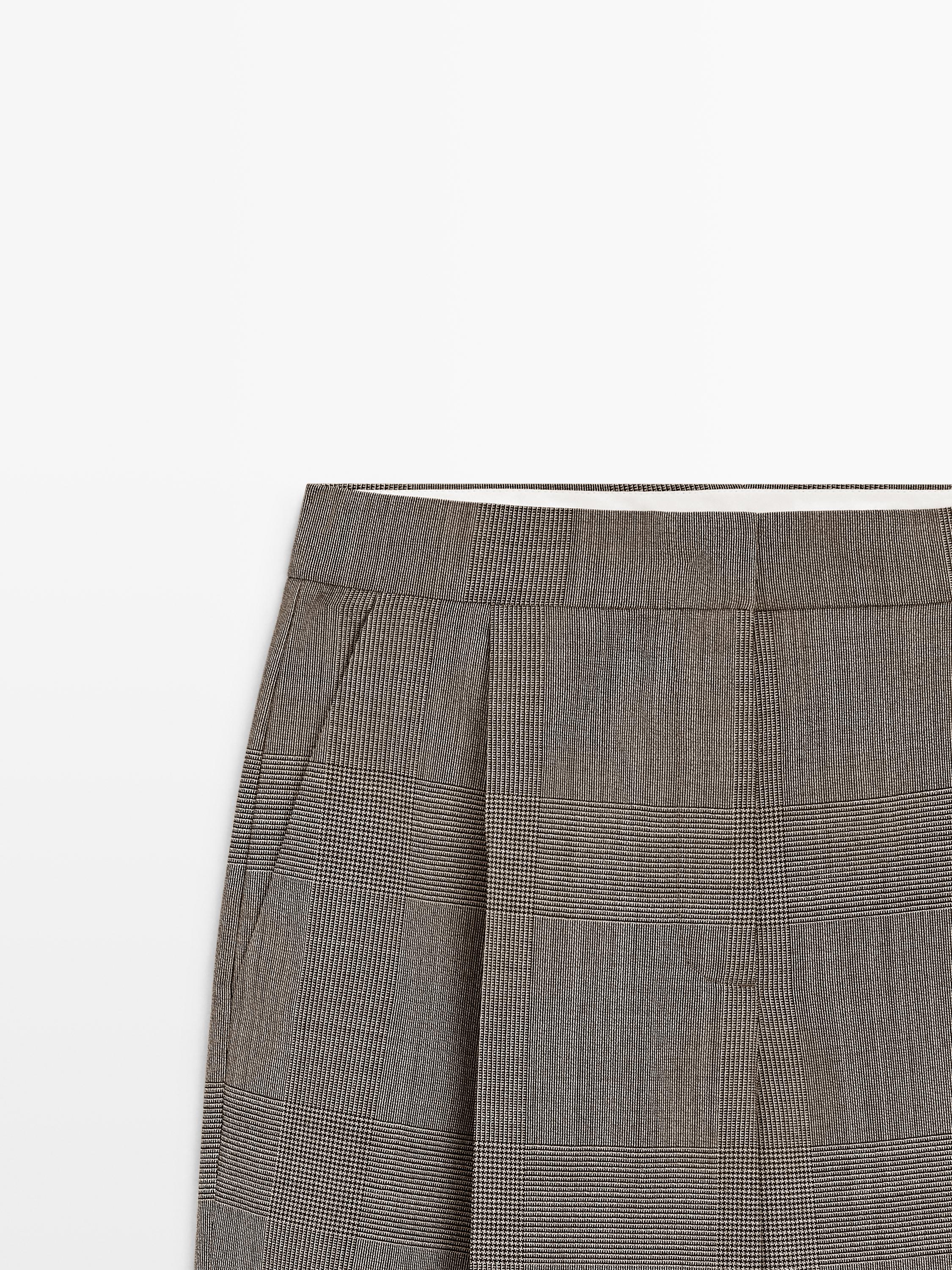 Check wool suit trousers